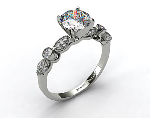 14k White Gold Antique Bezel and Pave Set Engagement Ring